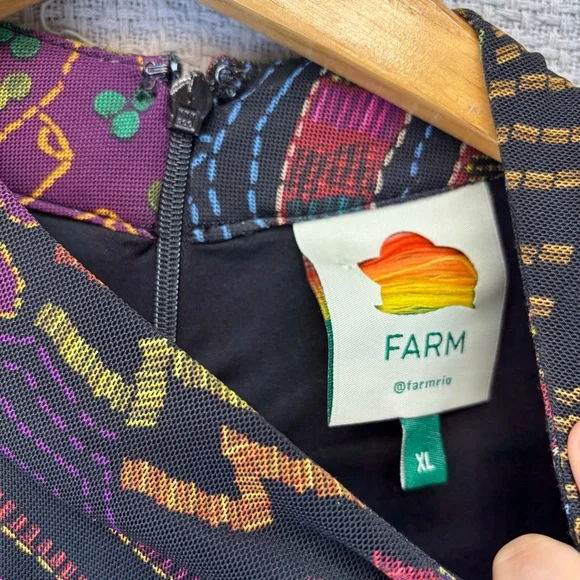 Farm Rio Amazonia Black Graphic Maxi Boho Birds Womens Size XL Boho Colorful - Picture 5 of 10